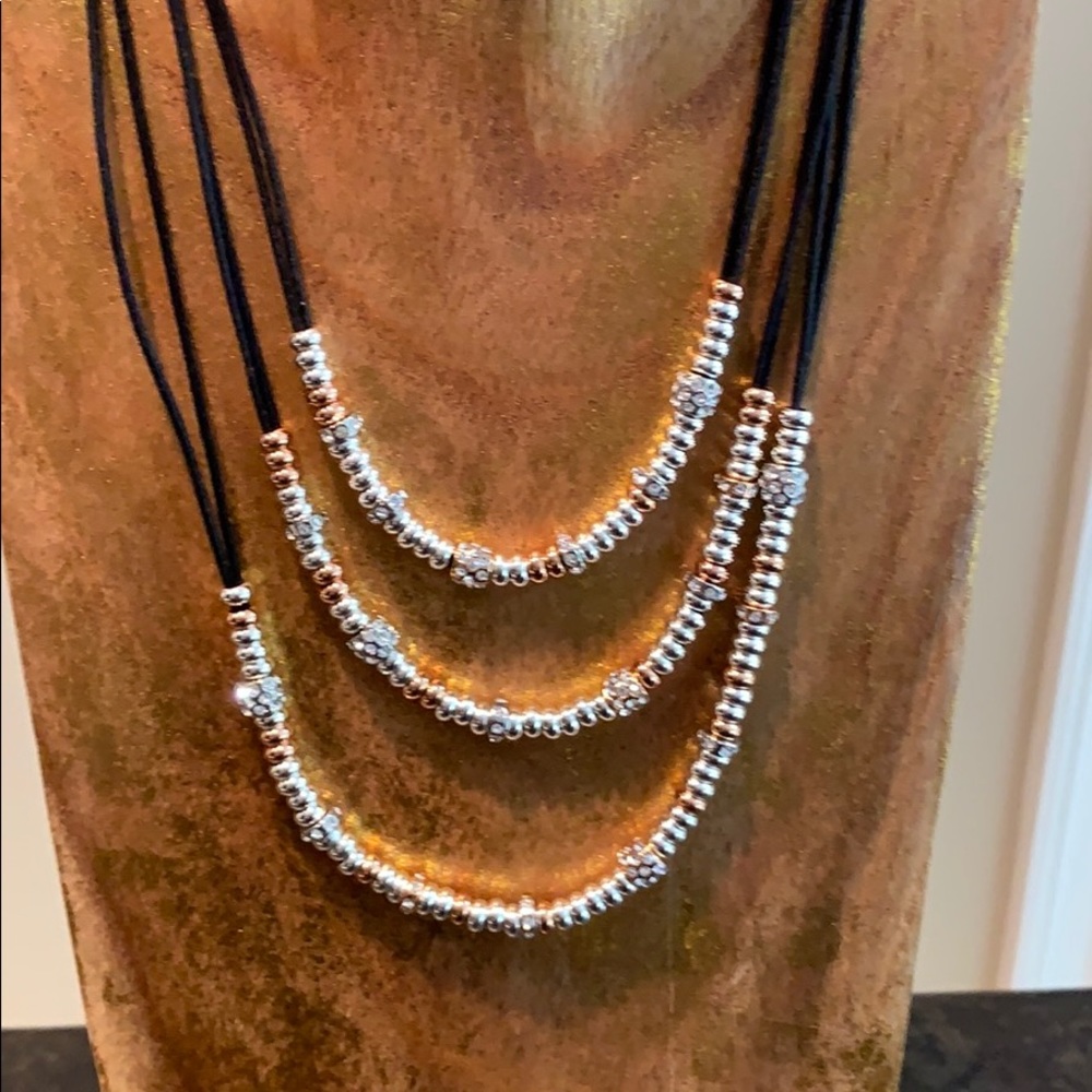 NWT GillianJulius Mixed Metal Tri-Strand Necklace